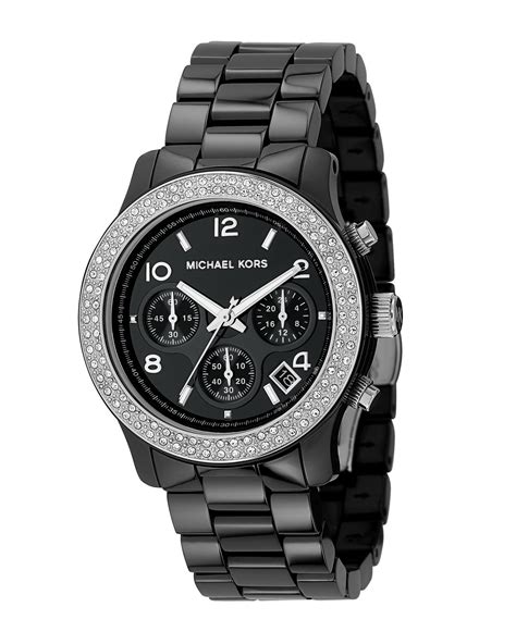 michael kors glitz black ceramic chronograph watch|Michael Kors Black Ceramic Oversize 44mm Chronograph Glitz .